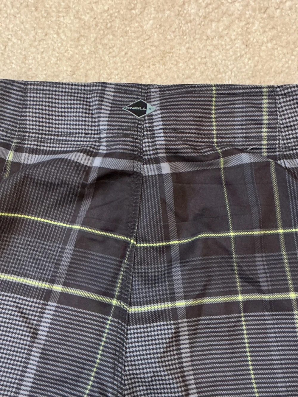 O'Neill Men’s Black Plaid 10” Board Shorts - Size 36